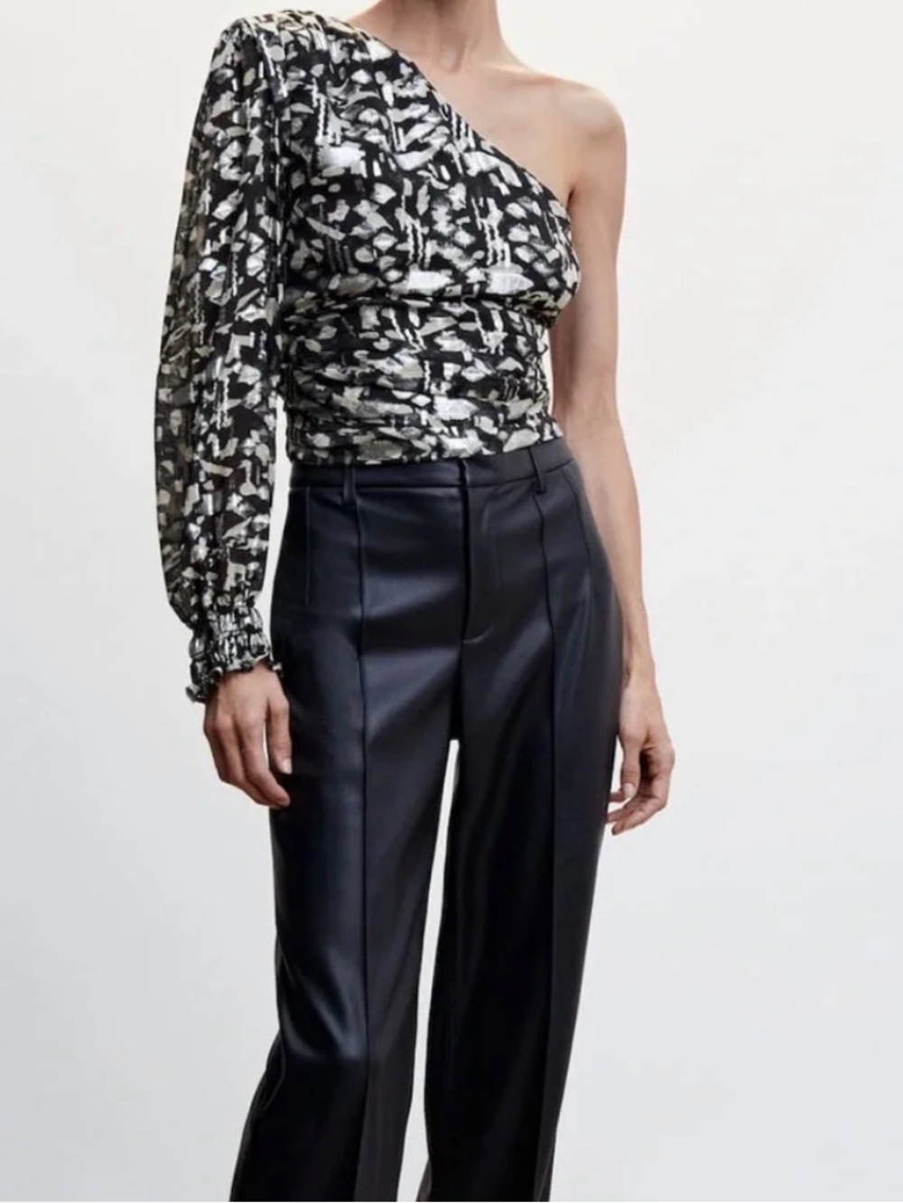 Mango One Shoulder Blouse NWT